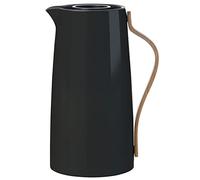 Stelton Emma - Jarra térmica de Acero Inoxidable con Aislamiento de Doble Pared, con Mango de Madera de Haya, Tapa Easy Click, 1,2 litros, Acabado Brillante, Color Negro