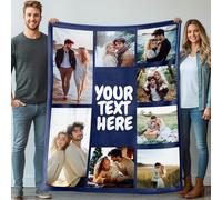 Stepdiy Manta Personalizada con Fotos de 130x150cm - Regalo Original para Novio o Novia en Cumpleaños - Elegante Presente para la Día de la Madre y Regalo Práctico para Papá (8 Fotos)