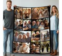 Stepdiy Manta Personalizada con Fotos de 130x150cm - Regalo Original para Novio o Novia en Cumpleaños - Elegante Presente para la Día de la Madre y Regalo Práctico para Papá (12 Fotos)