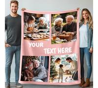 Stepdiy Manta Personalizada con Fotos de 130x150cm - Regalo Original para Novio o Novia en Cumpleaños - Elegante Presente para la Día de la Madre y Regalo Práctico para Papá (4 Fotos)