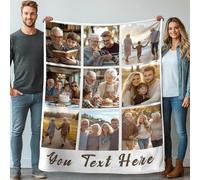 Stepdiy Manta Personalizada con Fotos de 130x150cm - Regalo Original para Novio o Novia en Cumpleaños - Elegante Presente para la Día de la Madre y Regalo Práctico para Papá (9 Fotos)