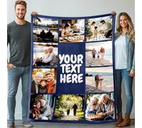 Stepdiy Manta Personalizada con Fotos de 150x200cm - Regalo Original para Novio o Novia en Cumpleaños - Elegante Presente para la Día de la Madre y Regalo Práctico para Papá (10 Fotos)