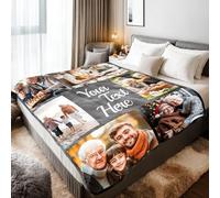 Stepdiy Manta Personalizada con Fotos de 150x200cm - Regalo Original para Novio o Novia en Cumpleaños - Elegante Presente para la Día de la Madre y Regalo Práctico para Papá (6 Fotos)