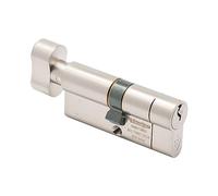 Sterling Int Ext (80 mm) TS007 BS1 1 Star Police Aprobado por Design Cilindro de puerta de giro, níquel satinado, interno 40 mm externo total