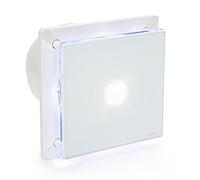 STERR BFS150L - Ventilador de baño blanco de 150 mm con LED - Extractor - Frente de cristal - Aspecto moderno - BFS150L - 25 W