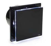 STERR BFS150LT-B - Ventilador de baño (150 mm, con LED + temporizador, frontal de cristal, aspecto moderno, 25 W), color negro