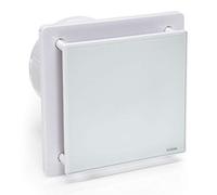 STERR BFS150T - Ventilador de baño blanco de 150 mm con temporizador, ventilador extractor, frontal de cristal, aspecto moderno, 25 W