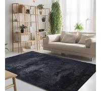 STGAO Alfombra de Pelo Largo 100 x 150 cm Lavable Antideslizante Alfombra Mullida para Dormitorio Súper Suave Adecuado para Salón Dormitorio Sofá Suelo, Negro