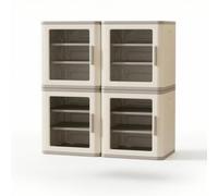 Stgfyxgs Armario Infantil de Almacenamiento en Diseño 2x2 Organizador Modular Estantería de Cubos Mueble Multifunción HDPE Resistente con Asas Laterales, Transparente
