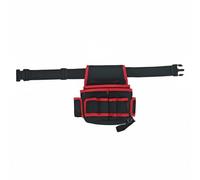 Stgfyxgs Bolsa Herramientas Cintura Funda Industrial Organizador Cartuchera Lona Oxford Duradera con Bolsillos y Bucles para Llaves y Tornillos con Acceso, Negro+Rojo