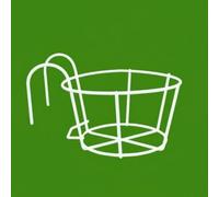 Stgfyxgs Soporte Colgante para Macetas Estante Colgante Jardinera Cesta Redonda Portamacetas en Hierro con Montaje sin Herramientas Adecuado para Barandillas, Blanco, Grande 24
