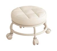 Stgfyxgs Taburete Bajo con Ruedas Giratorias, Taburete Tapizado, Taburete Universal, Reposapiés para Sofá Fabricado en Suave Espuma de PU Y PP para El Hogar Y, Blanco, Individual