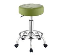 Stgfyxgs Taburete con Ruedas, Altura Regulable, Asiento Redondo Ergonómico, Estructura Estable, Reposapiés, Superficie Resistente a Las Manchas, Ideal para El, Verde