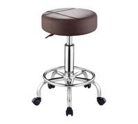 Stgfyxgs Taburete con Ruedas, Altura Regulable, Asiento Redondo Ergonómico, Estructura Estable, Reposapiés, Superficie Resistente a Las Manchas, Ideal para El, MarrÓn
