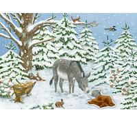 Sticker-Adventskalender: Eselchen im Winterwald
