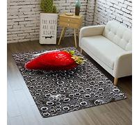 Sticker Superb. Alfombra de la Sala de Estar Cuarto 3D Fresa Frambuesa Patrón Baño Corriendo Rugs Mat Alfombra de Puerta Antideslizante Alfombra de Juego para Niños Decoración Carpet (Negro,50x80 cm)