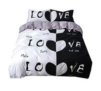Sticker superb Esposa Marido Blanco Negro Gracioso Juego de Cama con Cremallera, Boda Cumpleaños Regalo Hombre Mujer Juego de Funda Nórdica (220x240cm para Cama de 150cm)
