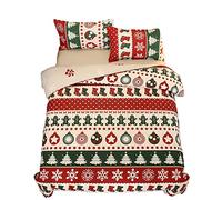 Sticker Superb. Juego de Cama Funda Nórdica Microfibra Navidad Animal Alce, 3 Piezas, Funda Nórdica 200 x 200 cm con Cremallera + 2 Funda de Almohada 50 x 75 cm (Rojo A,Cama 105 (200 x 200 cm))