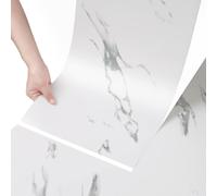 Stickyart Azulejos Adhesivos Cocina Baño Blanco con Efecto Mármol Impermeable 60cmX30cm Suelo Vinilo Autoadhesivo Rollo Blanco Antideslizante Suelo de PVC Adhesivo para Suelo Efecto Mármol 4Piezas