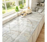 Stickyart Papel Pintado Autoadhesivo efetco Mármol Dorado Y Blanco 60cm X 400cm Papel de Pared Vinilo Encimera Cocina Vinilo Mueble Baño Removible Impermeable Pvc Pegatinas para Muebles Mesas Cocina