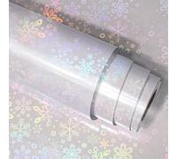 Stickyart Rollo Vinilo Adhesivo Holográfico Transparente Copos De Nieve 30cmX800cm Papel Iridiscente Adhesivo Vinilos Adhesivos Para Cristales Para Puerta Cocina Pegatinas Ordenador Portátil Fotos