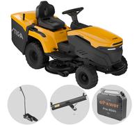 Stiga Estate 384e - Kit Tractor cortacésped con 1 módulo batería ePower Pro 56 V/40 Ah - Recogedor y mulching