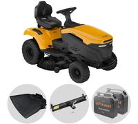 Stiga Tornado 398e - Kit Tractor cortacésped con 2 módulos batería ePower Pro 56V/40Ah - Salida lateral y mulching