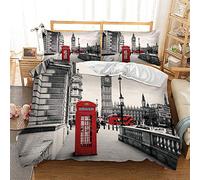Stillshine Europea y Americana Paisaje de la Ciudad Juego de Ropa de Cama Ciudad Calle Mundo Paisaje Arquitectónico Impresión Funda nórdica y Funda de Almohada (Londres, Funda nórdica - Cama 135)