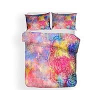 Stillshine Funda nórdica - Cama 150 Galaxia misteriosa Bohemia India Mandala Morado Azul Rojo Verde Cielo Estrellado Ropa de Cama King Size Funda nórdica 220x240 y 2 Funda de Almohada 50x75