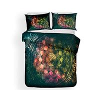 Stillshine Funda nórdica - Cama 150 Galaxia misteriosa Bohemia India Mandala Morado Azul Rojo Verde Cielo Estrellado Ropa de Cama King Size Funda nórdica 220x240 y 2 Funda de Almohada 50x75