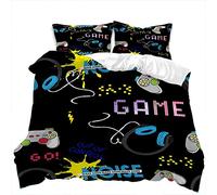 Stillshine. Funda Nordica Cama 90/105/135/150 Juvenil Niños Niñas Game Player Gamepad Controlador Blanco Negro Microfibra Funda de Almohada 2/3 Piezas Juego De Cama (Color 2,Cama 105 200x200 cm)