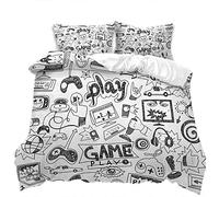 Stillshine. Funda Nordica Cama 90/105/135/150 Juvenil Niños Niñas Game Player Gamepad Controlador Blanco Negro Microfibra Funda de Almohada 2/3 Piezas Juego De Cama (Color 1,Cama 80/90-150 x 220 cm)