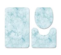 Stillshine. Juego de Alfombras de Baño 3 Piezas, Mármol Patrón Negro Beige Caqui Poco Profundo Azul Alfombra de Contorno en Forma de U, Felpudo,Inodoro Cubierta de Tapa (Color 4,50×80 cm 3PCS)