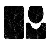 Stillshine. Juego de Alfombras de Baño 3 Piezas, Mármol Patrón Negro Beige Caqui Poco Profundo Azul Alfombra de Contorno en Forma de U, Felpudo,Inodoro Cubierta de Tapa (Color 1,60×90 cm 3PCS)