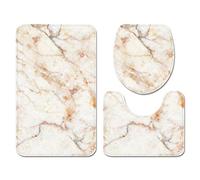 Stillshine. Juego de Alfombras de Baño Tapete de Baño Antideslizante Tapa de Inodoro Juego de Tapetes de Baño de 3 Piezas,3D Mármol Patrón Negro Blanco Rosado Color Crema (Color Crema,40×60 cm 3PCS)