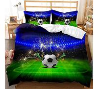 Stillshine. Juego de Cama de Fútbol Impreso en 3D Funda Nórdica de Fútbol Azul con Hielo Campo de Fútbol Portero Cremallera Funda de Edredón de Microfibra Suave (Fútbol 1,Cama 135/150 220x240cm)