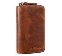 STILORD 'Fidelis' Organizador de Llaves Cuero Vintage 3-en-1 Llavero Mini Cartera y Tarjetero Estuche para Llaves con Bolsillo para Tarjetas Piel Genuina, Color:Kara - Cognac