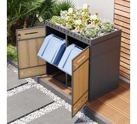 STILVORA: Caja para contenedores de basura con techo ajardinado, para contenedores de 120–240 litros. Armario para contenedores de basura, ideal para ocultar los contenedores en jardines y espacios ex