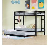 STILVORA, cama superpuesta de 90x200, litera con cama inferior extraíble de 90x190 cm y somier, cama juvenil con barandillas de seguridad, estructura de metal para tres niños, color (sin colchón)