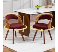 STILVORA: Juego de 2 sillas de comedor con asientos giratorios y respaldo curvo, sillas de madera con cojín de algodón y lino, ideales como sillas decorativas para cocina, cafetería y salón