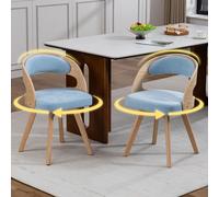STILVORA: Juego de 2 sillas de comedor con asientos giratorios y respaldo curvo, sillas de madera con cojín de algodón y lino, ideales como sillas decorativas para cocina, cafetería y salón