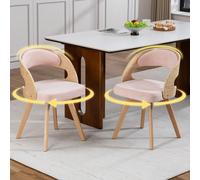 STILVORA: Juego de 2 sillas de comedor con asientos giratorios y respaldo curvo, sillas de madera con cojín de algodón y lino, ideales como sillas decorativas para cocina, cafetería y salón
