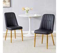 STILVORA: Juego de 2 sillas de comedor con respaldo ergonómico, fabricadas en Polyurethan(poliuretano) con acolchado, estructura de metal y patas antideslizantes, color