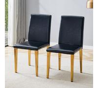 STILVORA: Juego de 2 sillas de comedor, tapizadas en cuero sintético (PU), con patas de metal. Sillas para la cocina, ideales para el comedor y el salón. Sillas de comedor de cuero sintético