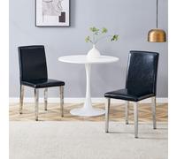 STILVORA: Juego de 2 sillas de comedor, tapizadas en cuero sintético (PU), con patas de metal. Sillas para la cocina, ideales para el comedor y el salón. Sillas de comedor de cuero sintético