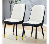 STILVORA: Juego de 2 sillas para comedor, con revestimiento de cuero sintético (PU) y respaldo ergonómico. Sillas de cocina con patas de metal y estructura robusta. Sillas acolchadas con base antidesl