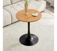 STILVORA: Mesa auxiliar redonda de 60 cm de diámetro, fabricada en MDF con efecto madera. Mesa redonda con tablero termoformado. Mesa pequeña para comedor con pata de apoyo negra