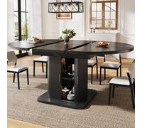 STILVORA: Mesa de comedor extensible de 110 a 149,8 cm, con espacio de almacenamiento. Mesa extensible con puertas correderas y estante extraíble. Disponible en 2 colores