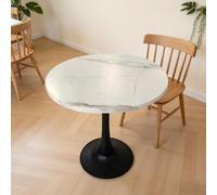 STILVORA: Mesa redonda para comedor, ideal para 2-4 personas, con tablero de madera con aspecto de mármol blanco y estructura de metal . Mesa de cocina, mesa bistró para comedor, apartamento y oficina