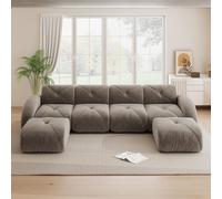 STILVORA: Módulo de sofá en forma de U, sofá sin marco, juego de sofá modular de 4 plazas con 2 otomanas, ideal para salones. Sofá para sala de estar con tela cómoda y diseño antideslizante. No requie